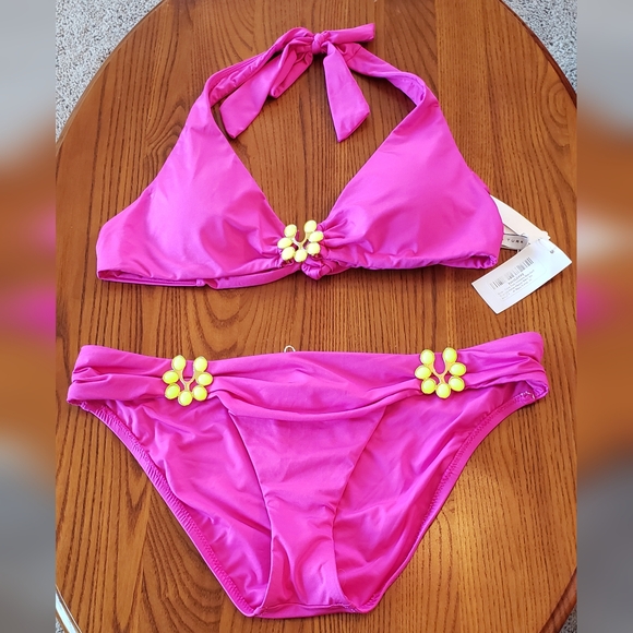 Trina Turk fuscia jewel-trim separates bikini, size 10/12 - Picture 11 of 12